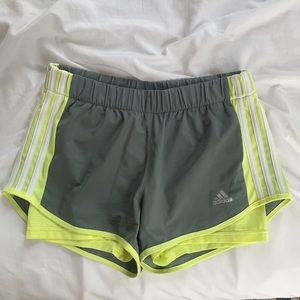 Adidas Grey And Neon Lime Running Shorts Size S